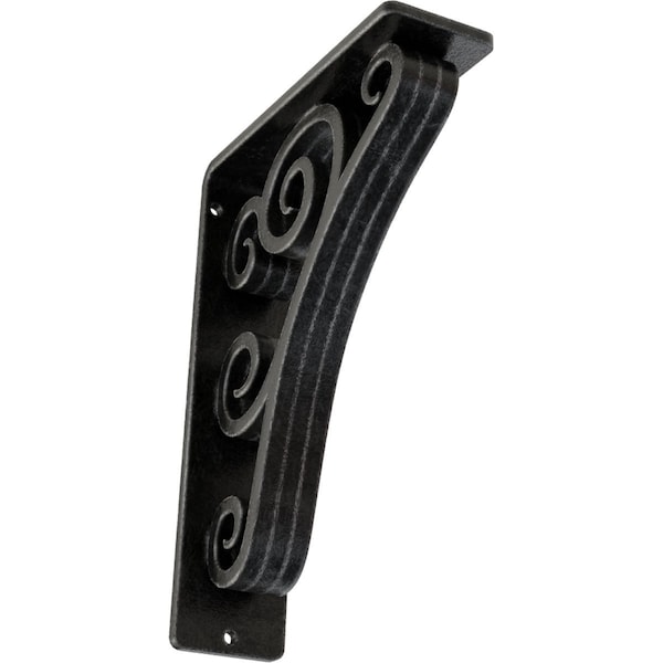 Ekena Millwork Tristan Wrought Iron Bracket, (Triple center brace), Antiqued Pewter 2"W x 5 1/2"D x 8"H BKTM02X05X08TTNAPW - main